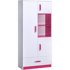 Furniture24 Trafiko High Cabinet Cupboard Bookcase Bedroom Furniture for Children's Bedrooms