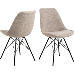 Ac Design Furniture Emanuel 2 ēdamistabas krēsli bēšā krāsā, polsterēts sēdeklis un melnas metāla kājas, mūsdienīgi virtuves krēsli, mīkstie krēsli, ēdamistabas mēbeles, W: 48,5 x D: 54 x H: 85,5 cm