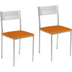 Astimesa SCACNA Two Kitchen Chairs Metal Aluminium Faux Leather Orange Altura de asiento 45 cms