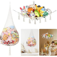 Ytopro Set of 2 Toy Storage Cuddly Toy Storage Net Hanging Toy Organiser Children's Room Stuffed Toy Storage Toy Hammock for Teddy Corner Toy Net for Bedroom