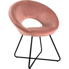 Baroni Home Montemaggi Velvet Armchair with Black Legs, Circular Office Chair, Living Room Chair, Ergonomic Seats, 71 x 59 x 84 cm, Powder Pink