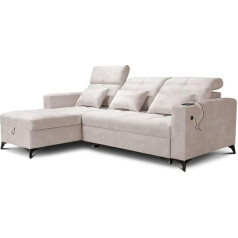 All4All Inez kampinė sofa, sofos su lovos funkcija, sofa lova su lovos dėže, baldai, sofa su USB, moderni sofa kampinė sofa, L formos, minkšta sofa, reguliuojamos galvūgalio lentynos, sulankstoma sofa lova sėdimoji dalis 26