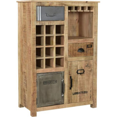 Woodkings Pune Highboard I Rustic Tall kumode 80 x 120 x 43 cm ēdamistabai vai viesistabai I Kumode ar vīna plauktu, kas izgatavota no mango koka I Vīna skapis Wood Metal Mix