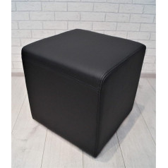 Quattro Meble Īstas ādas taburete 45 x 45 x 45 cm Kaula ādas sēdeklis Cube Footstool polsterēts taburete Īstas ādas Pufs melns