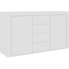 Tidyard Bufete ar 2 durvīm un 4 atvilktnēm Kumode ar atvilktnēm Sānu skapītis Bufete Highboard Daudzfunkcionāls skapis Augstām plauktiem Skapis Balts 120 x 36 x 69 cm Koka skaidu plātne