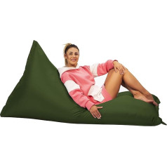 Generic Chilly Pilley Bean Bag milzu pupiņu maiss sēdekļa spilvens dārza spilvens grīdas spilvens gulēšanai un sēdēšanai ūdensizturīgs relaksācijas krēsls bērniem un pieaugušajiem (100 x 200 cm, tumši zaļš)