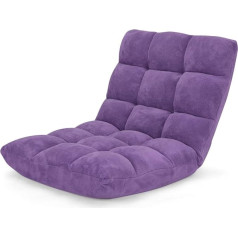 Goplus Grindų kėdė, grindų sofa su atlošu, grindų kėdė su miego funkcija, grindų kėdė, tinginio sofa, meditacijos kėdė svetainei ir balkonui (violetinė)