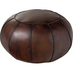 Massivmoebel24.De Chesterfield Brown Pouf taburete izgatavots no 100% dabiskās ādas #19 Vintage stils 58 x 58 x 38 cm taburete sēdekļa spilvens