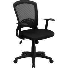 Flash Furniture Flash Möbel vidēja augstuma atzveltnes dizaina rotējošais krēsls ar roku balstiem, metāla, melns, 63,5 x 59,69 x 41,91 x 30,48 cm