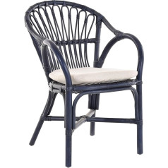 Krines Home Stackable Rattan Conservatory Chair Wicker Chair with Armrests Wicker Chair (Dark Blue)