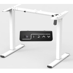 Ergomaker Electric Desk Frame, Height-Adjustable with Memory Function and Soft Start/Stop, 2-Way Telescope (White)