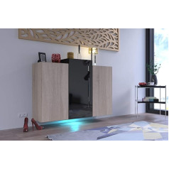 Furnitech K5 Modernās viesistabas mēbeles, Kumode, Skapis, Bufete, Guļamistaba, Ēdamistaba, Viesistabas mēbeles (Mēbeles bez LED, K5-18HGM-SB7)