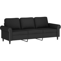 ‎Vidaxl vidaXL Sofa 3-vietė, poilsio sofa sofa su porankiais ir atlošo pagalvėlėmis, svetainės sofos dizainas Sofa metalinis rėmas, sėdimieji baldai, trijų vietų, juodas aksomas