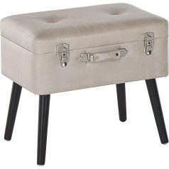 Beliani Mallard Modern Stool with Storage Space Beige Faux Leather