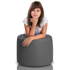 Ecopuf ® Point Pouf cilindra taburete mākslīgās ādas ar polistirola bumbiņām 55 x 40 cm