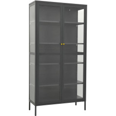 Vidaxl Vitrīna ar 4 plauktiem Highboard Augsts skapis Augsts vitrīnas vitrīna Stikla vitrīna Grāmatu skapis Antracīts 90 x 40 x 180 cm Tērauda rūdīts stikls