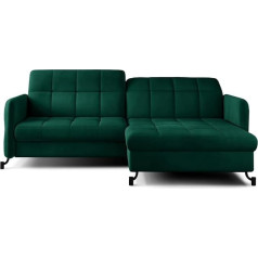 Lenart FRIDERIK-EU Corner Sofa with Sleep Function and Bed Box [Right without Stool - Bottle Green] Living Room Furniture, Sofas & Couches, Corner Sofa, Corner Couch with Sleep Function, Sofa Bed with Bed