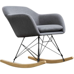 Kawola - Кресло-качалка Stella - современный дизайн, удобное кресло-качалка с приподнятой спинкой, тканевая обивка светло-серого цвета, дубовые по