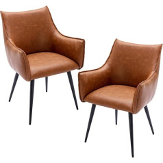 chairus Lounge Chair PU Leather 2 Pack Living Room Chair with Metal Legs Padded Chair for Home Office Living Room (Brown-2)