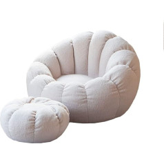 Deshva Brushy Bean Bag krēsla pārvalks (bez pildvielas) Atpūtas krēsls ar mākslīgo pūkainu ērtu krēslu pieaugušajiem lietošanai iekštelpās un ārpus telpām, balts