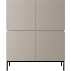 Selsey Bemmi Highboard 4 durvju augsta kumode, bēšs, ar melnām kājām, 100 cm