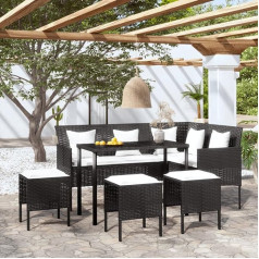 Hommdiy 5 gabalu L-veida dīvānu komplekts ar spilvenu Poly Rattan Black