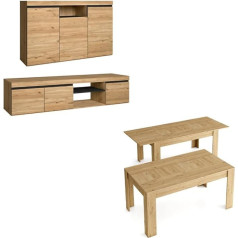 Skraut Home Modelis Naturale EXT Mēbeļu komplekts, melamīns, ozols, melns, 140x40x80, 160x40x41, 140x90x76