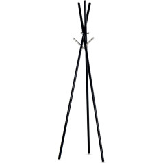 Mezzlin Coat Stand Black izturīgs drēbju pakaramais ar deviņiem āķiem priekšnamam guļamistabai dzīvojamai istabai birojam augstums 179 cm metāls