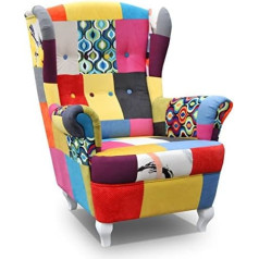 Meublo mb-moebel Wingback TV krēsls, viesistabas krēsls, atpūtas krēsls, atpūtas krēsls, krēsls, Patchwork