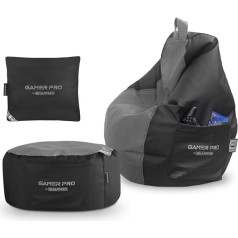 Happers Spēļu komplekts Grey Gaming Bean Bag Pro + taburete + spilvens