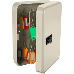 Flexzion Raktų spintelė su kombinuotu užraktu, saugojimo dėžutė, rakinama raktų dėžutė, raktų spintelė su kombinuotu užraktu, skirta montuoti ant sienos, 48 raktai namams, viešbučiui (balta skaitmeninė)