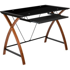 Flash Furniture Stiklo kompiuterio stalas metalinis juodas 35,5