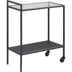 Ac Design Furniture Jörn Serving Trolley, Height: 75 x Width: 60 x D: 30 cm, Clear/Black, Glass/Metal, Pack of 1