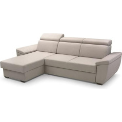 Homespace24 Corner Sofa with Sleep Function, Bed Box, Folding Sofa, Couch L Shape, Couch with Sleep Function, Sofa Bed with Bed Box, Sofas & Couches, Nova (Beige, Corner Sofa Left)