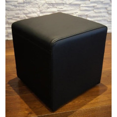 Quattro Meble Īstas ādas taburete 40 x 40 x 40 cm Kaula ādas sēdeklis Cube Footstool polsterēta taburete Īstas ādas Pufs melns