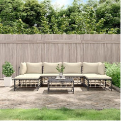 Whopbxgad Living Room Furniture Sets,Couch Sets for Living Room,Sofa Bed,7-TLG. Garten-Lounge-Set mit Kissen Anthrazit Poly Rattanmodular Sofa,modular Couch,Outdoor Patio Furniture,