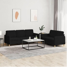 Lapooh 2-TLG. Sofagarnitur mit Kissen Schwarz Stoff, Loungesofa, Sofas & Couches, Relaxsofa, Couch für Wohnzimmer, Couch Mit Schlaffunktion - 3202122