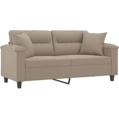 Vidaxl 2 vietų sofa, sofa su pagalvėle, svetainės sofa su atlošu, minkšta sofa, fotelis, relaksacinė sofa, poilsio sofa, poilsio sofa, relaksacinė sofa, Taupe mikropluošto audinys