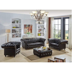 Jvmoebel Designer Luxury Chesterfield Couch Sofa Sofa Set Leather Upholstery