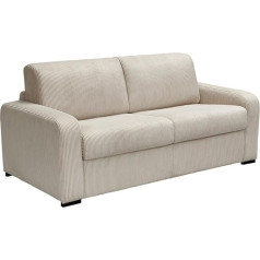 Vente-Unique Sofa-lova su čiužiniu 4 sėdimoms vietoms - gulimas paviršius su plačių skersinių rėmu 160 cm - čiužinys 18 cm - laidas - smėlio spalvos - Bevis