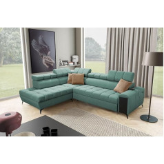 All4All Gonti VII Corner Sofa with Sleep Function, Bed Box, USB Port, Sofa Bed, Sofa, Couch, Corner Sofa, Bed 26 (Left, Avra 11)