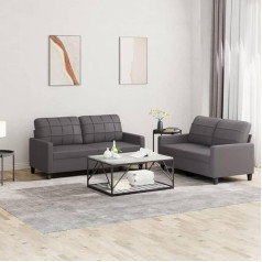 Junzai 2-TLG. Sofagarnitur mit Kissen Grau Kunstleder, Schlafsofa, Schlafcouch, Couch Mit Schlaffunktion, Sofa Bed, Relaxsofa, Sofas & Couches 3201360