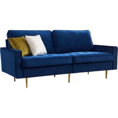 Drsm XYEJL Modern Velvet Sofa Bed, Futon Sofa, Couch with 2 Cushions and Removable Cushions, Living Room Furniture, Upholstered Sofa with Armrests, Easy Clean, Blue