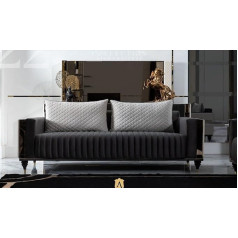 Jv Möbel 3 sėdimų vietų sofa pagalvėlė Dizaino sofa 3 sėdimų vietų sofos Kambarys Modernus juodas