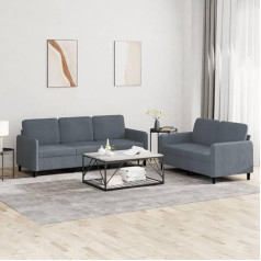 CIADAZ 2-TLG. Sofagarnitur Dunkelgrau Samt, Loungesofa, Sofas & Couches, Relaxsofa, Couch für Wohnzimmer, Couch Mit Schlaffunktion - 3202015