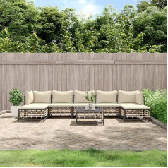 Whopbxgad Svetainės baldų komplektai, svetainės sofos komplektai, sofa lova, 8-TLG. Garten-Lounge-Set mit Kissen Anthrazit Poly Rattanmodular Sofa,Modular Couch,Outdoor Patio Furniture,