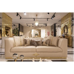 Jv Möbel Luxury 3-Seater Sofa Couch with Decorative Cushion Seat Cushion 245 cm