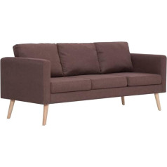 Vidaxl 3-vietė sofa su atlošo pagalvėle Sėdynės pagalvėlė Dizainas Minkšta sofa Lounge Sofa Sofa Lounge Audinys Sofa Sėdimieji baldai Svetainės audinys Medinis rėmas Ruda