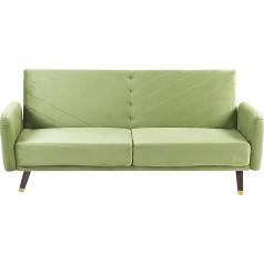 Beliani Senja Practical Folding Sofa with Armrests Velvet Fabric Green