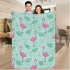 Ririx Multiplikācijas flamingo metamā sega dzīvnieku flamingo sega gultai, dīvānam, dīvānam, krēslam, kempingam un ceļojumiem, viegla sega, liela (203,4 x 152,4 cm)